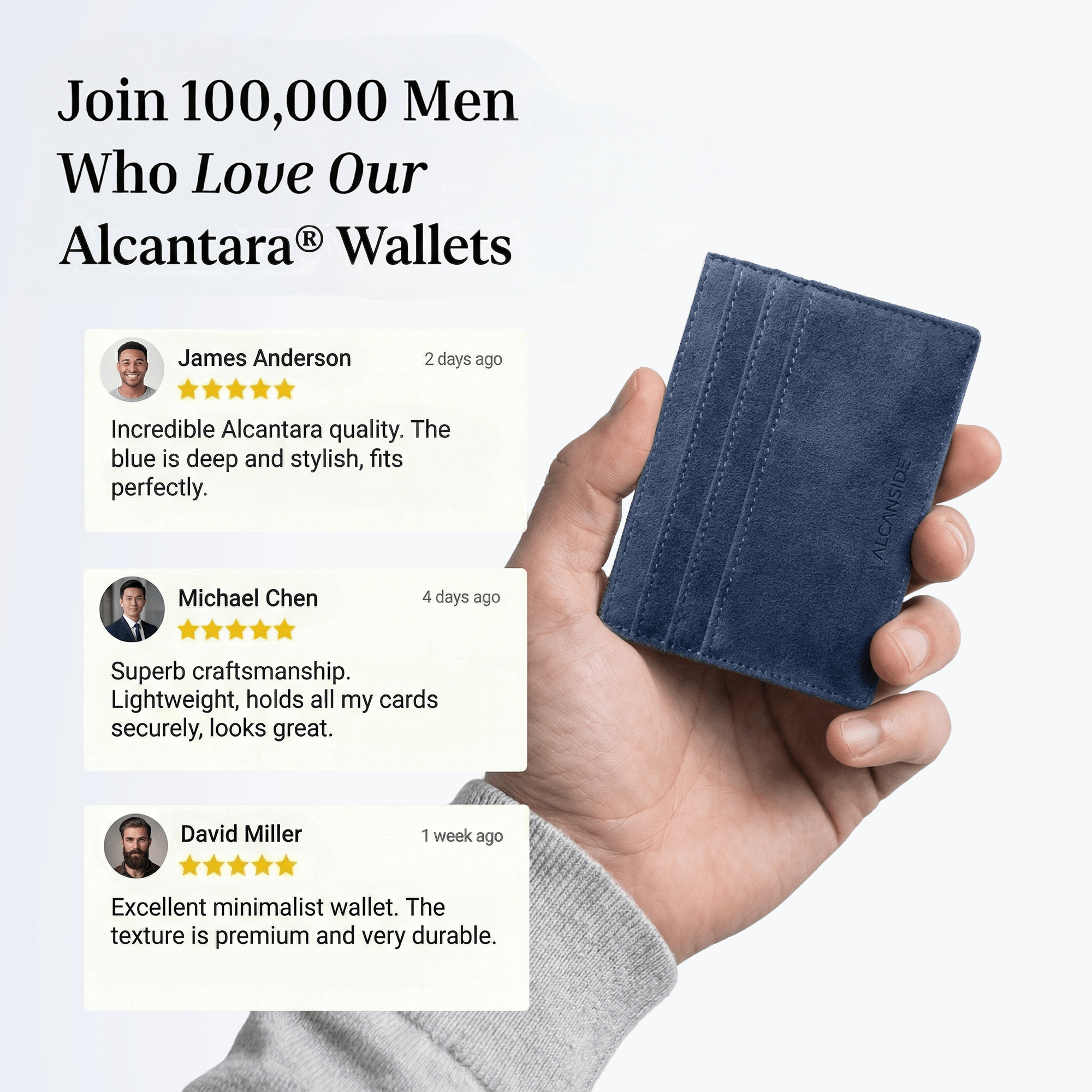 Alcantara Card Wallet - Ocean Blue - Alcanside