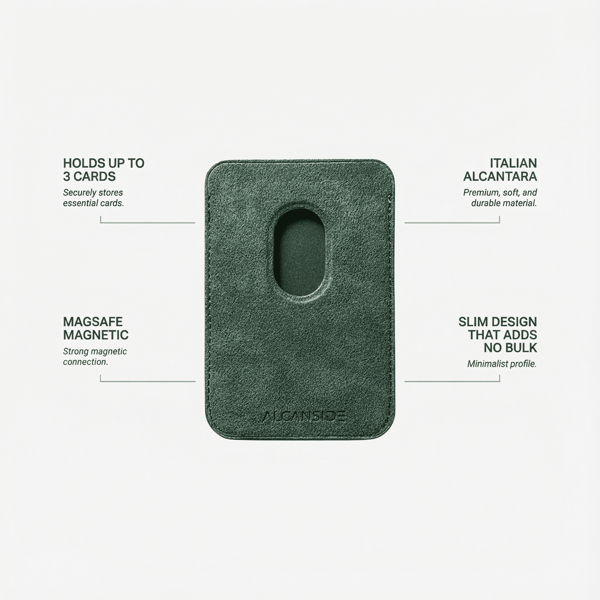 Alcantara MagSafe Wallet - Midnight Green - Alcanside