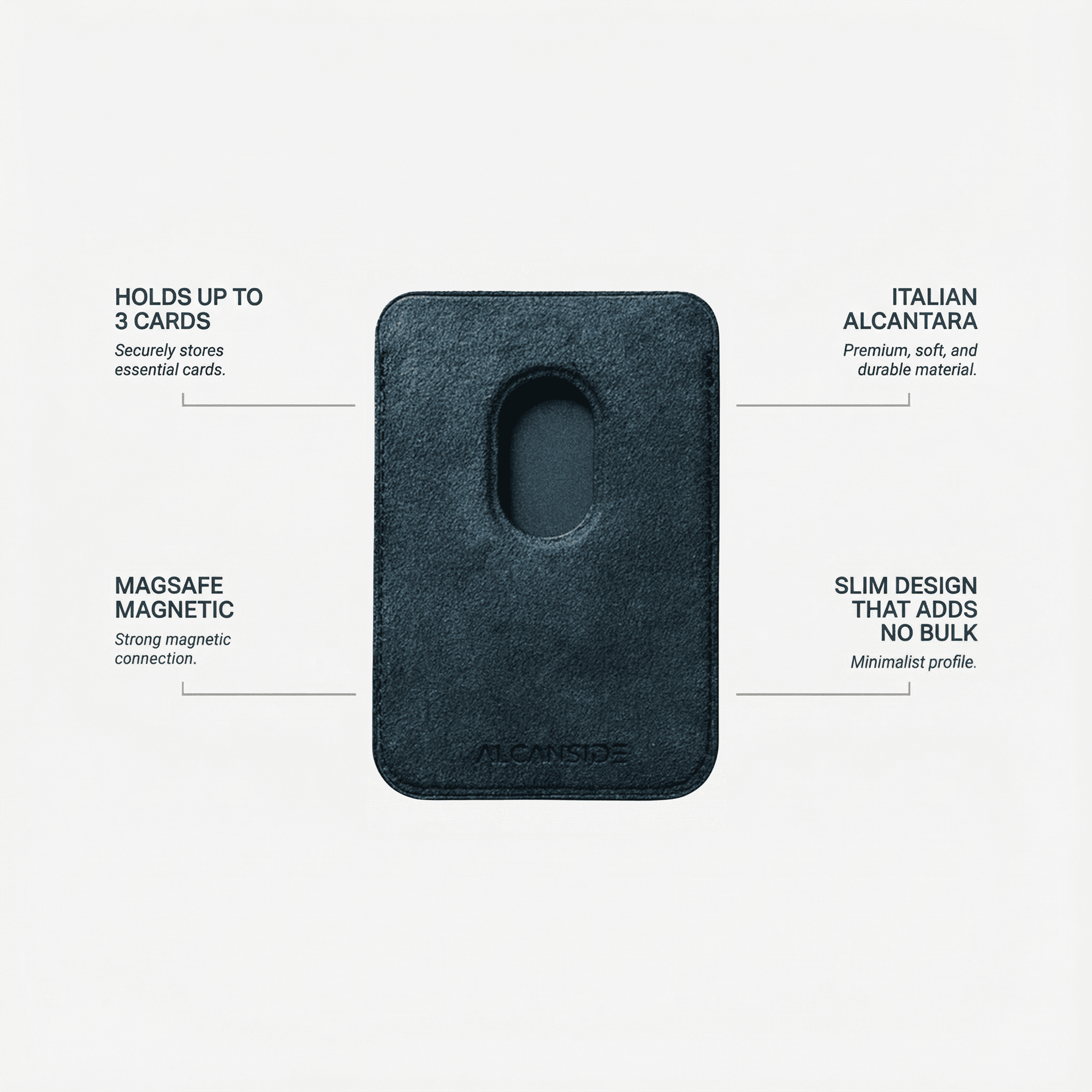 Alcantara MagSafe Wallet - Navy Blue - Alcanside