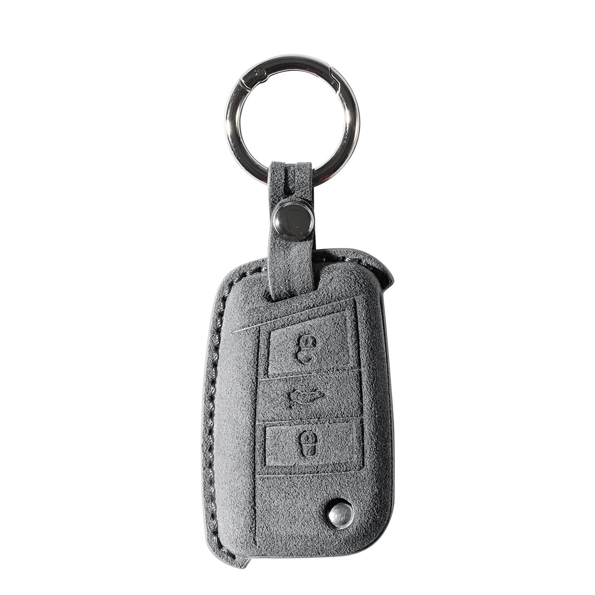 Alcantara Car Key Fob Cover for Volkswagen Model A with Buckle - Space Grey