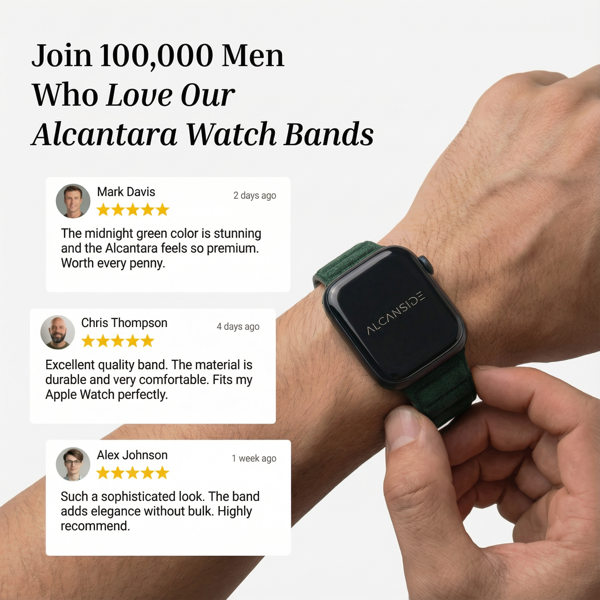 Alcantara Apple Watch Band - Midnight Green - 42/44/45/46mm & Ultra (49mm)