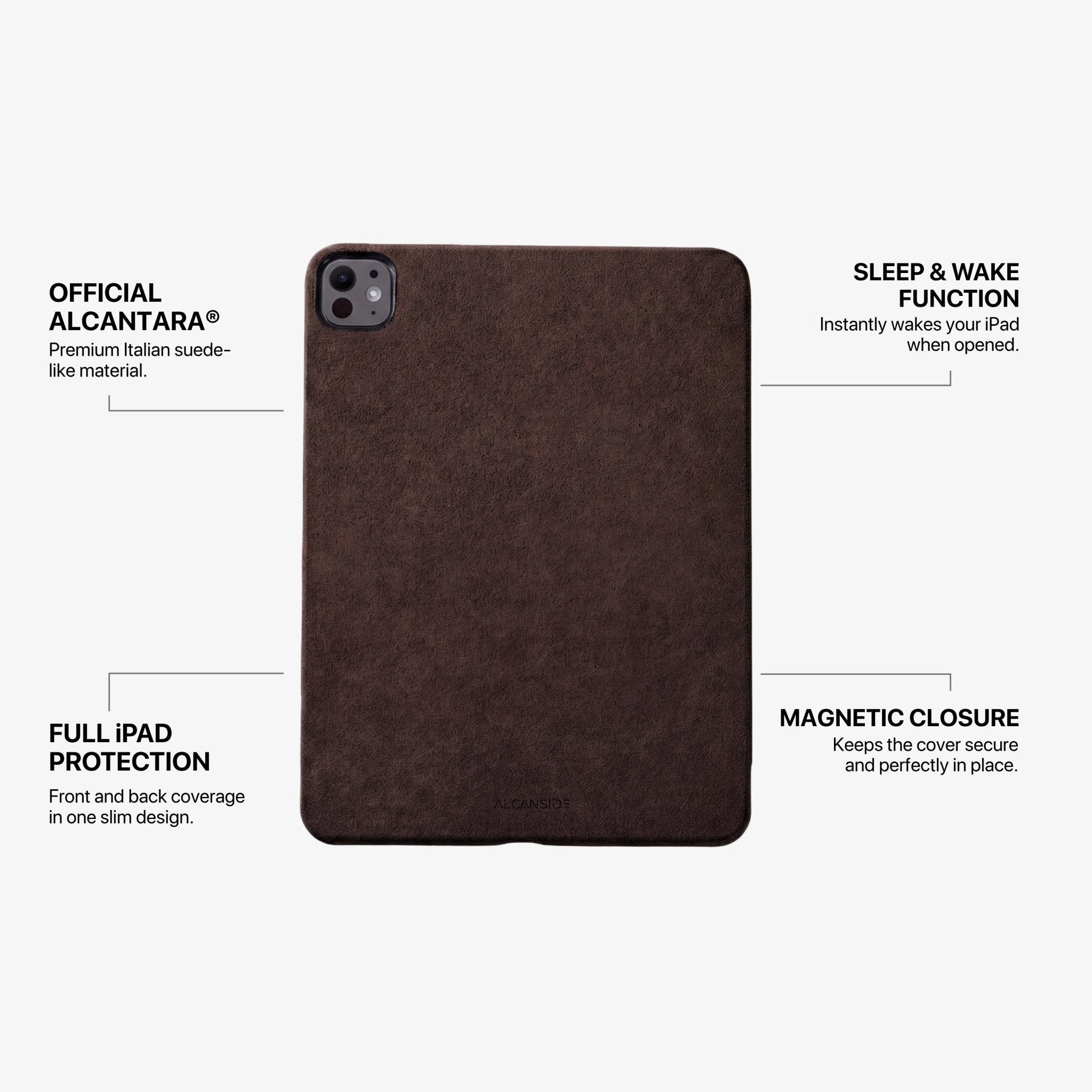 Alcantara iPad Cover - For iPad Pro (11 inch) - Chocolate Brown - Alcanside