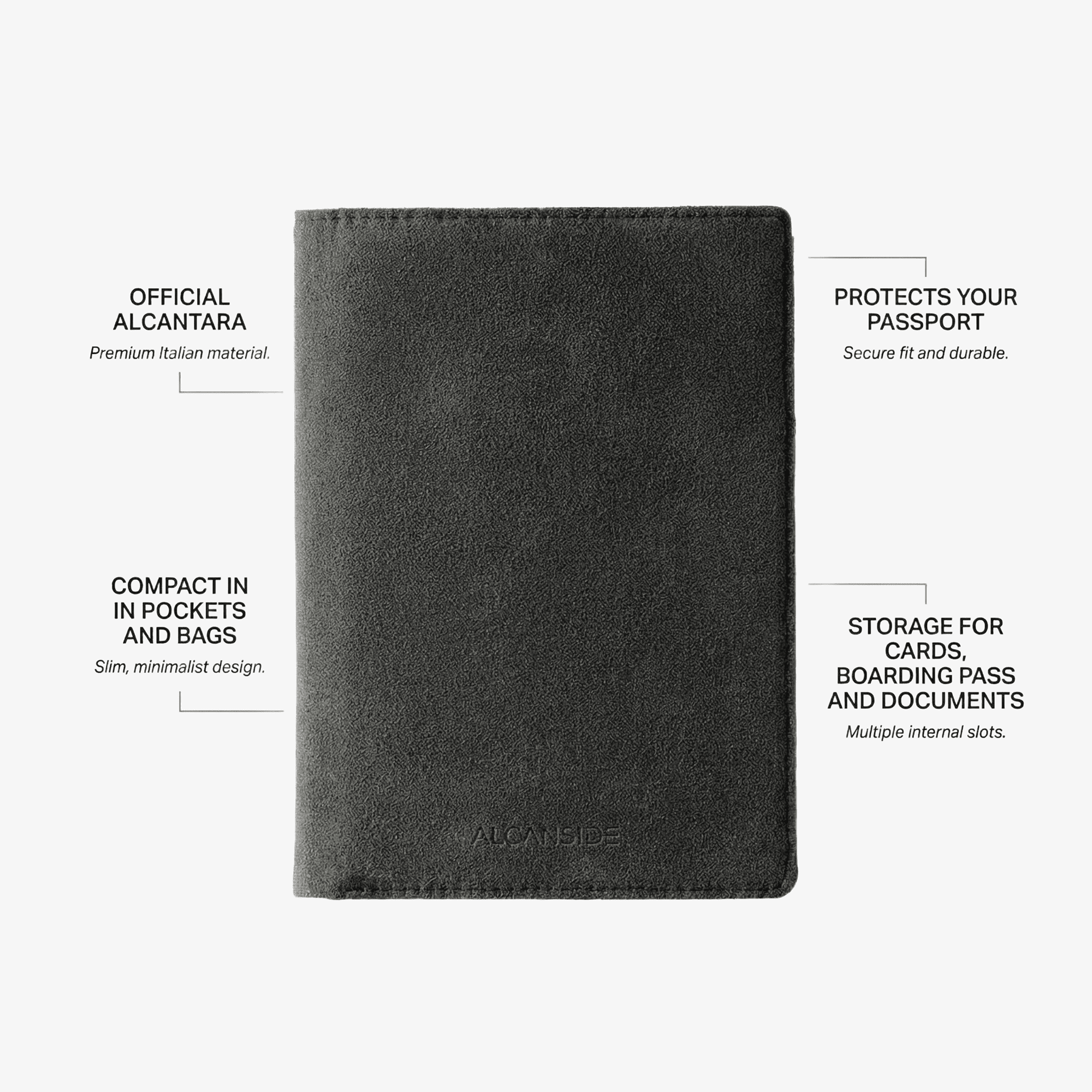 Alcantara Passport Cover - Space Grey - Alcanside