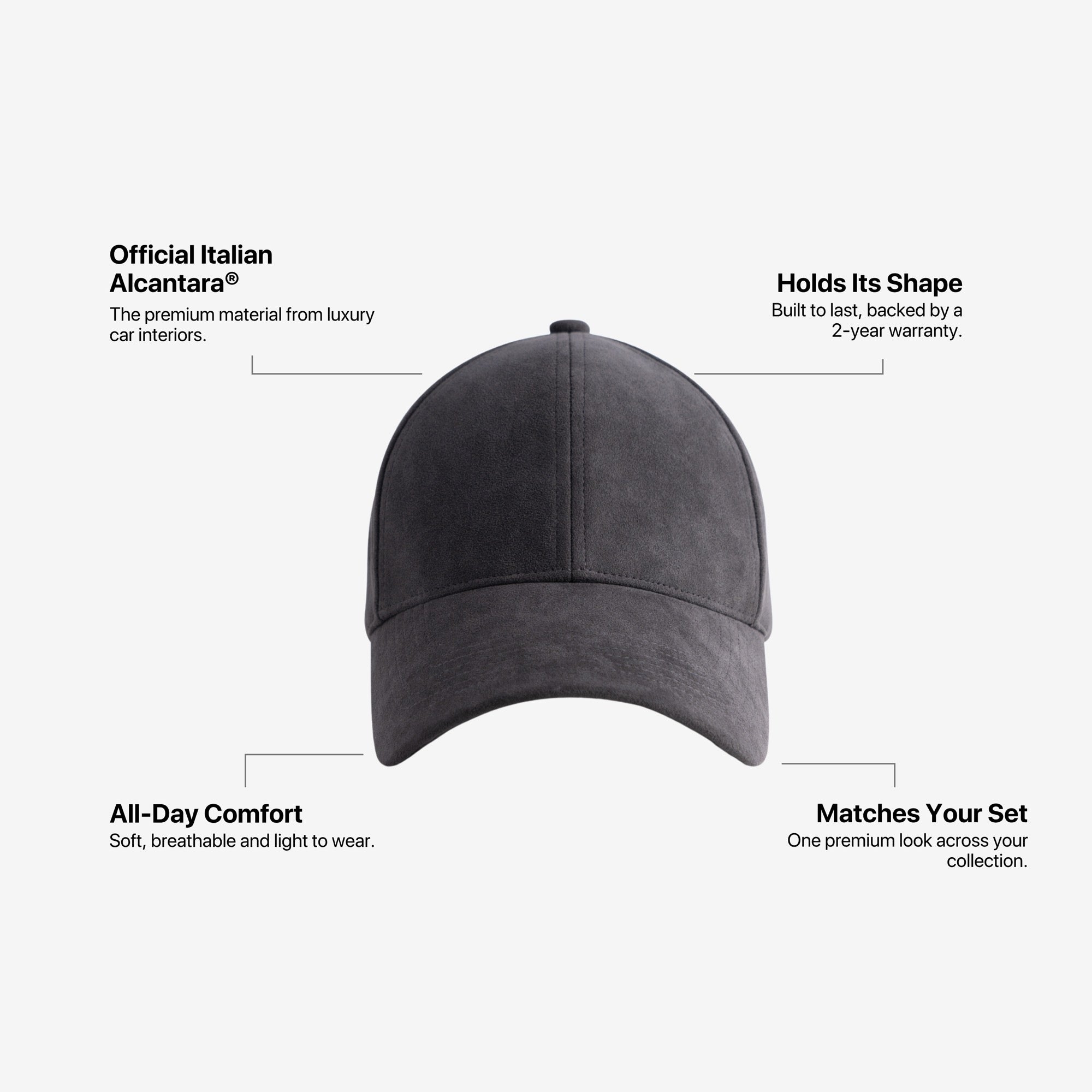 Alcanside Alcantara Cap - Space Grey back